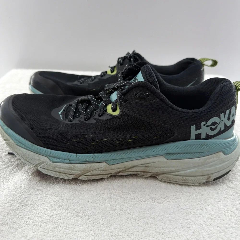 Hoka One One Challenger ATR 6 Shoes Womens 8.5 Black Blue Trail Running Sneakers